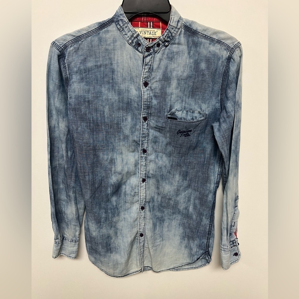 AMSTERDAM COUTURE MEN’S VINTAGE SHIRT SIZE XL SLIM   LIGHT/MEDIUM SHADED DENIM - Picture 9 of 10